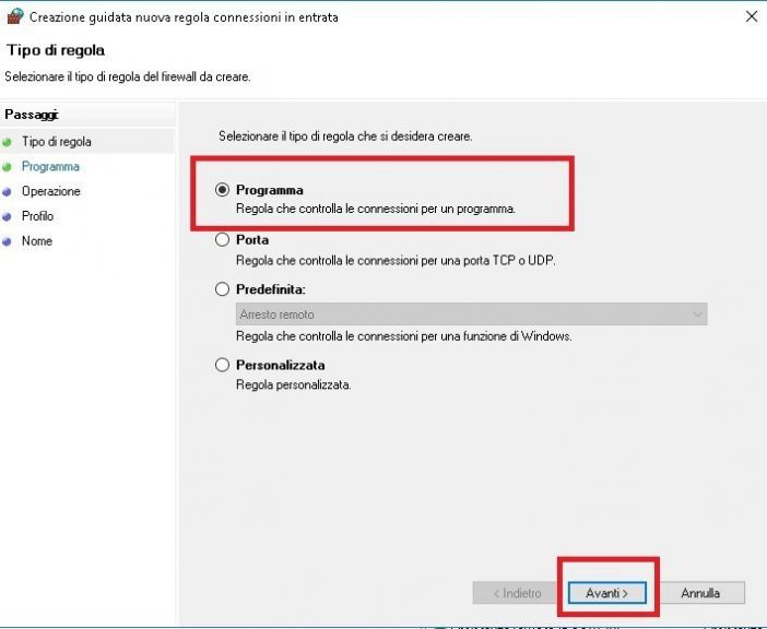bloccare un programma con Windows Firewall