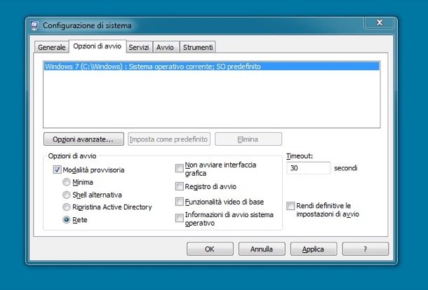 Come avviare Windows 7 in modalità provvisoria da MSCONFIG
