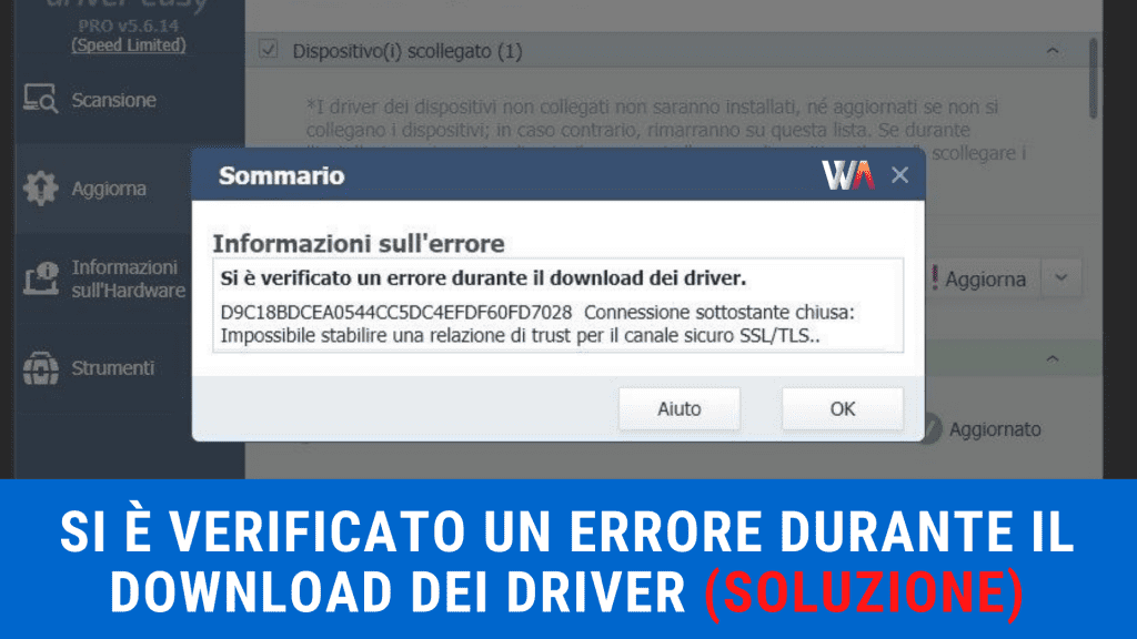 Driver Easy - Si è verificato un errore durante il download dei Driver