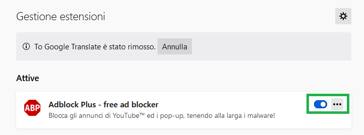 Come disabilitare Adblock