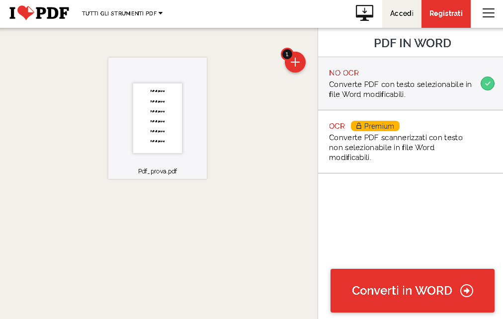 Convertire PDF in Word