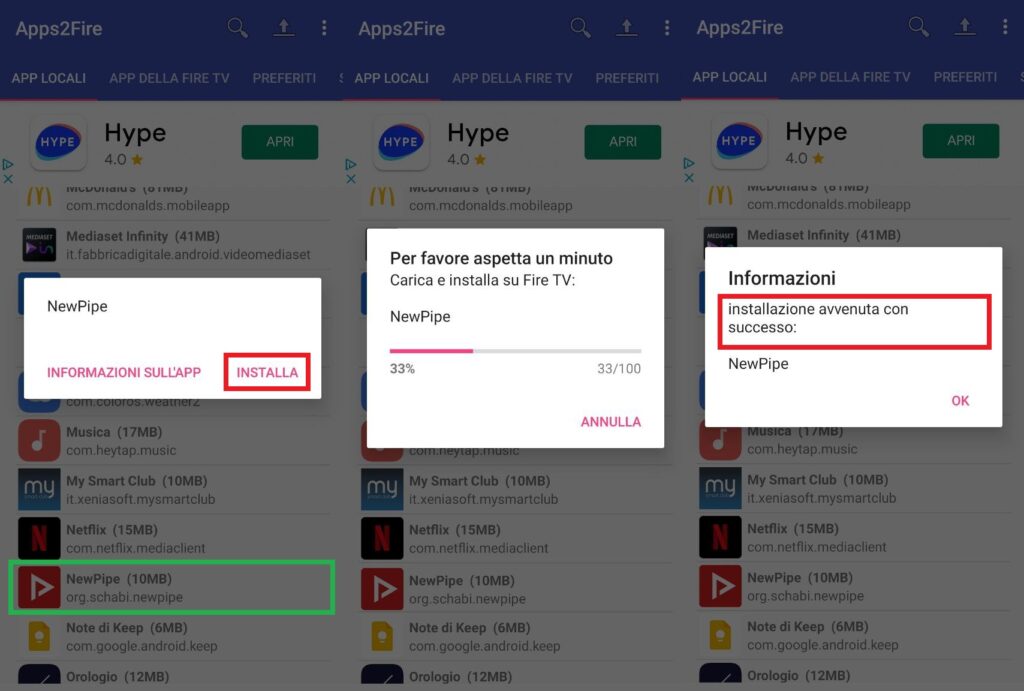 Installare NewPipe su Firestick