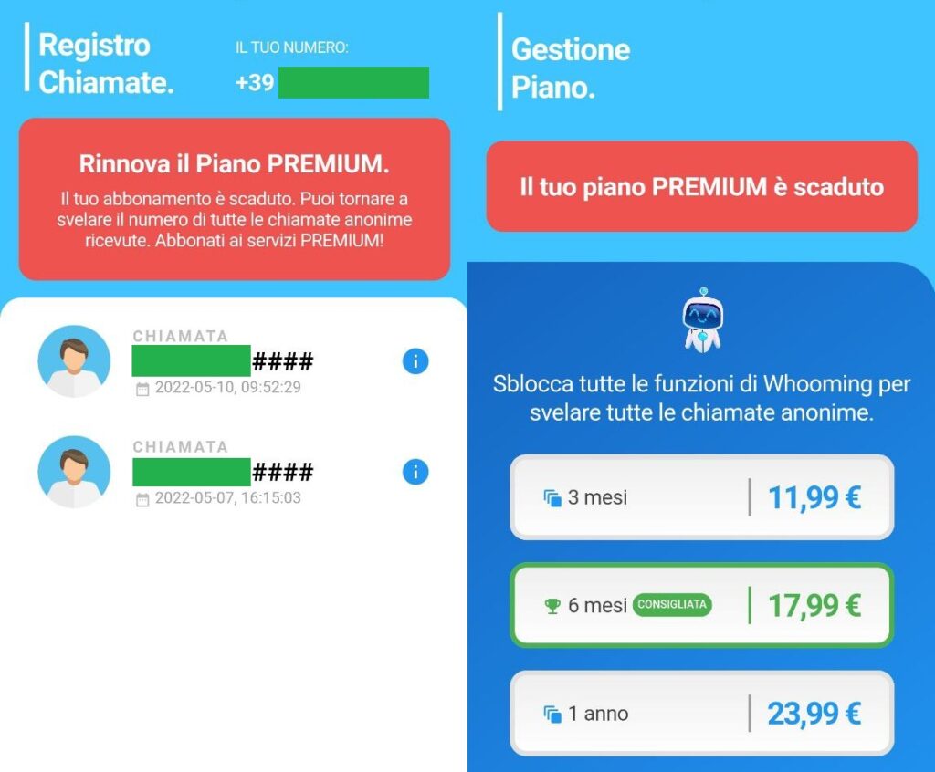 scoprire numero privato dopo chiamata