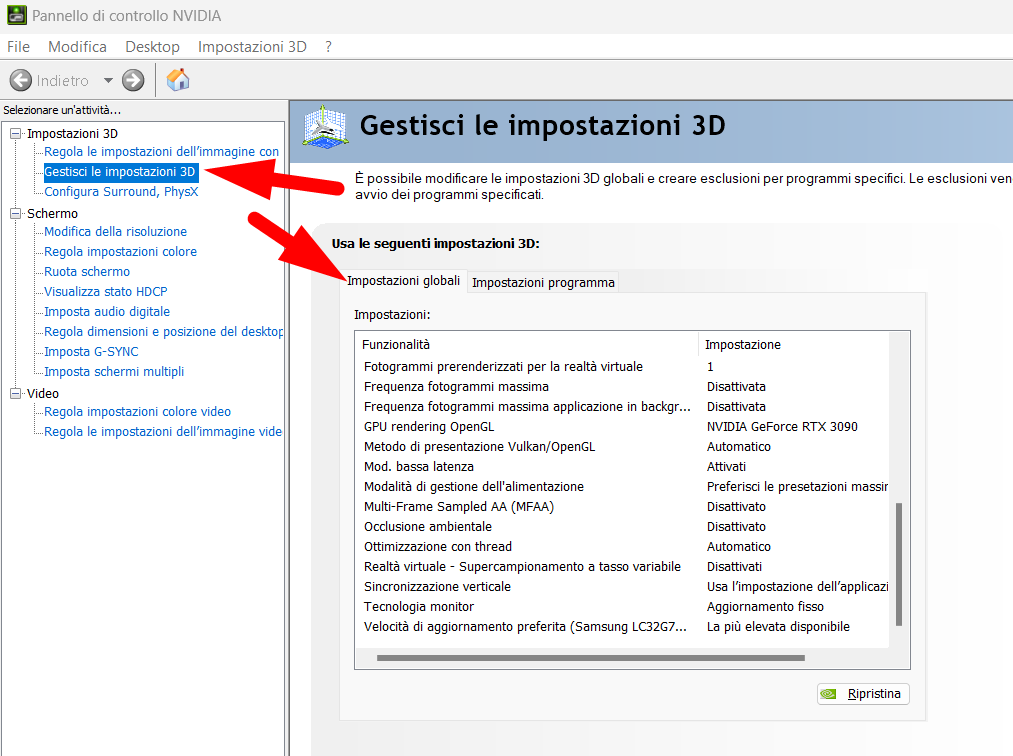 Modificare il Pannello di controllo NVIDIA per diminuire la latenza in gioco e aumentare gli FPS