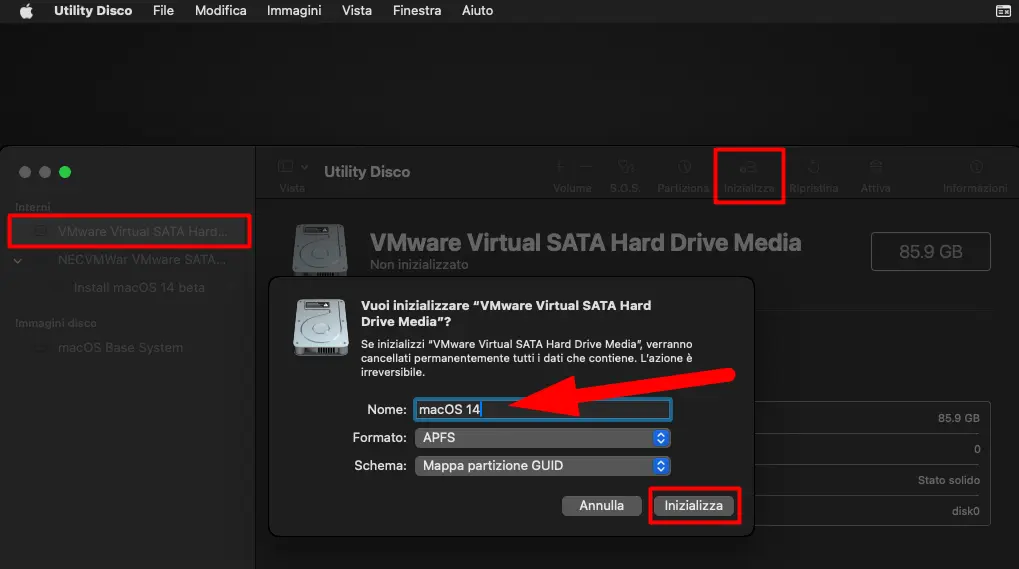 Come installare MacOS Sonoma su VMware 11