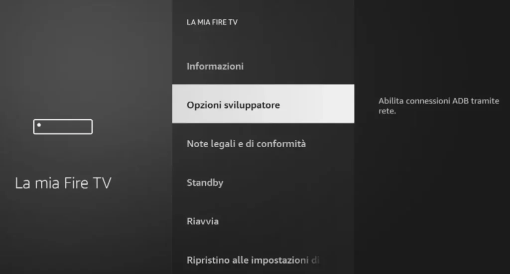 Come attivare Opzioni Sviluppatore Firestick