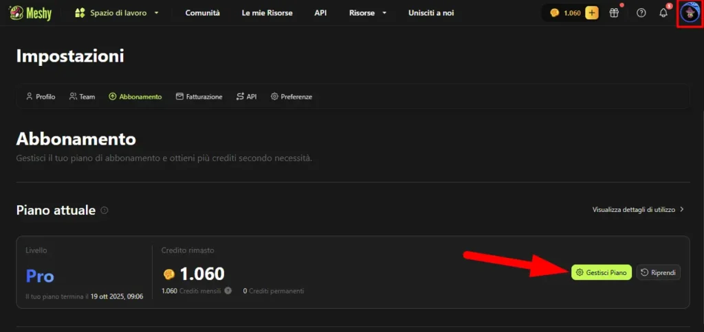 Meshy AI: Crea Modelli 3D con l'Intelligenza Artificiale 18 Come gestire l'abbonamento Meshy AI