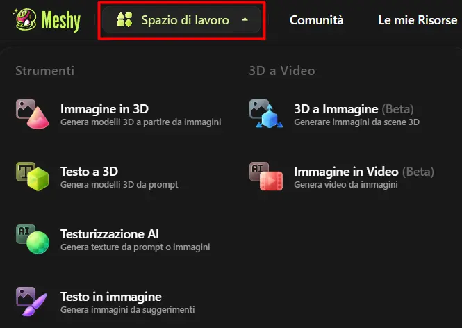 Meshy AI: Crea Modelli 3D con l'Intelligenza Artificiale 1 Meshy AI