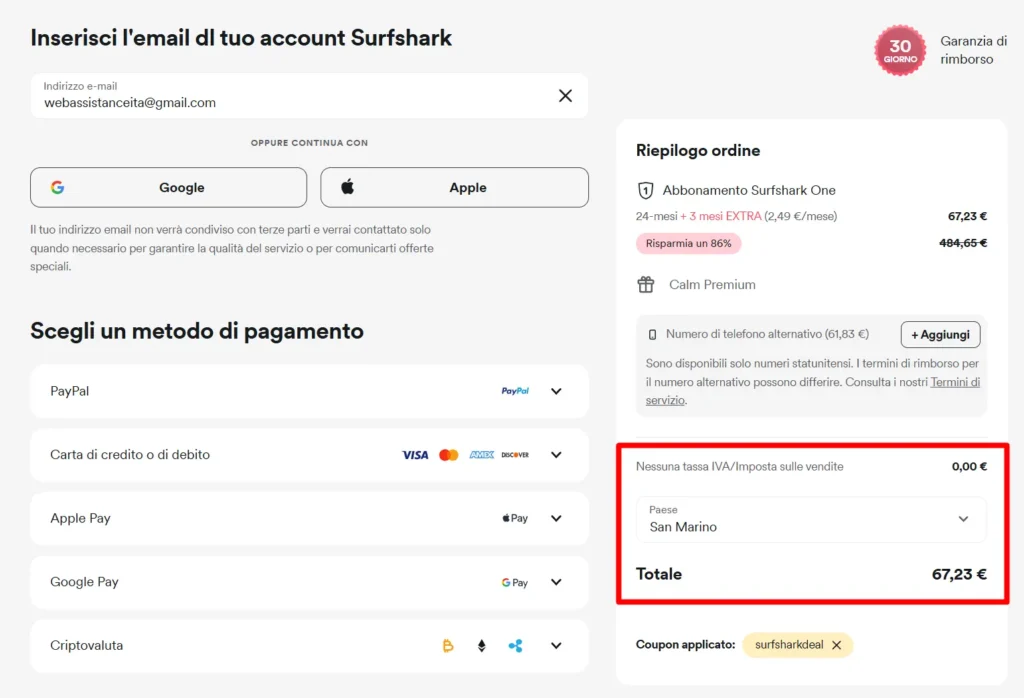 Surfshark VPN sconto: come risparmiare il 22% con un trucco legale 3 Surfshark VPN sconto