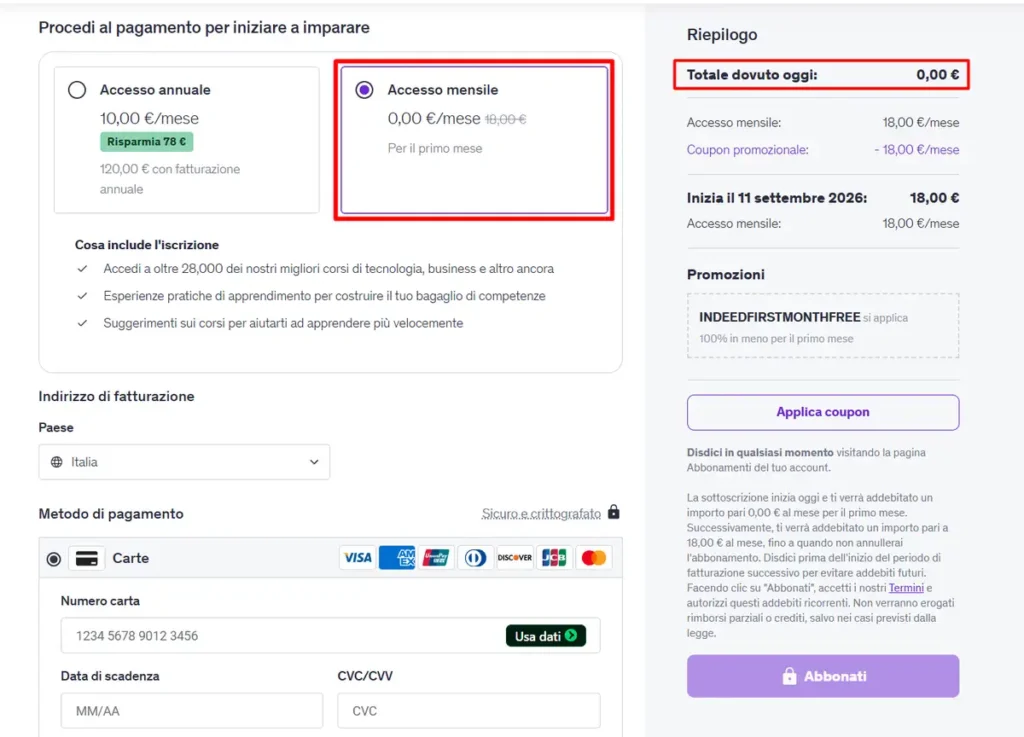 Come AVERE UDEMY GRATIS per 30 giorni: Accedi in modo sicuro al Piano individuale 3 Come AVERE UDEMY GRATIS
