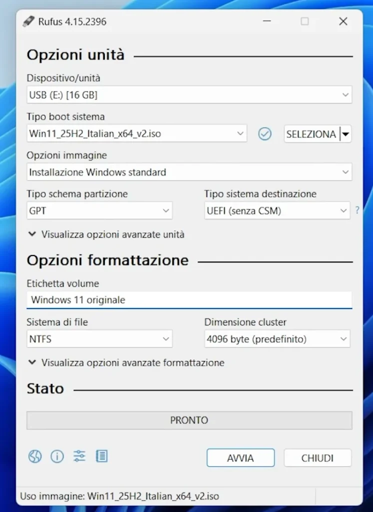 Password Dimenticata Windows 11: Come Rientrare nel tuo PC Senza Formattare 1 creazione chiavetta usb bootabile con rufus e windows 11
