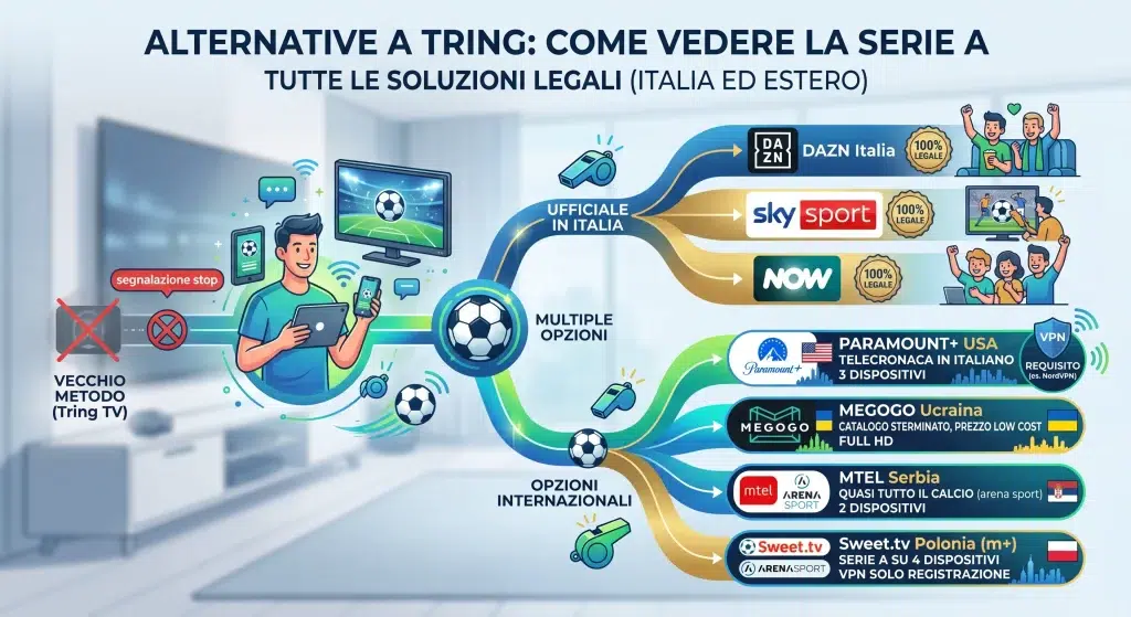 Alternative a Tring per vedere la Serie A: tutte le soluzioni legali (Italia ed Estero) 1 Le migliori alternative a Tring a confronto per vedere la Serie A