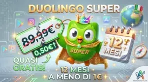 Duolingo Super quasi gratis: Come ottenerlo per 12 mesi a meno di 1€ Duolingo Super quasi gratis